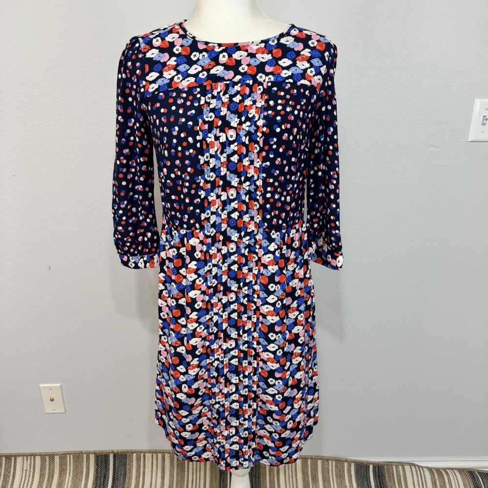 Boden‎ Hotchpotch Poppy Meadow Floral Pintuck Floral Dress 4L Keyhole Viscose